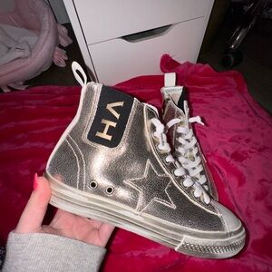 Vintage Havana Metallic Gold High-Top Sneakers